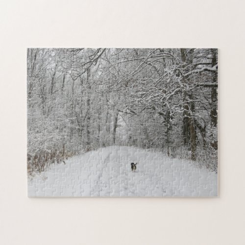 Beagle Dog on a Snowy Trail Design Jigsaw Puzzle