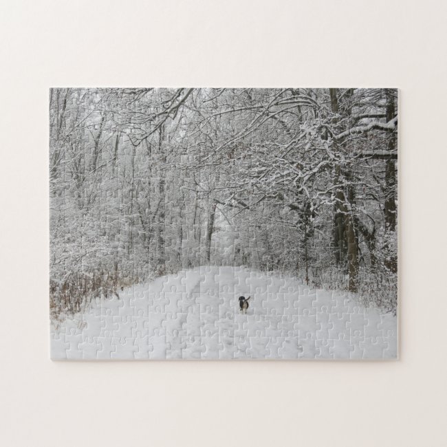 Beagle Dog on a Snowy Trail Design Jigsaw Puzzle