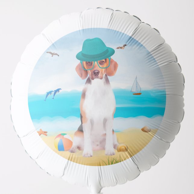 Beagle Dog On Beach Balloon (Front)