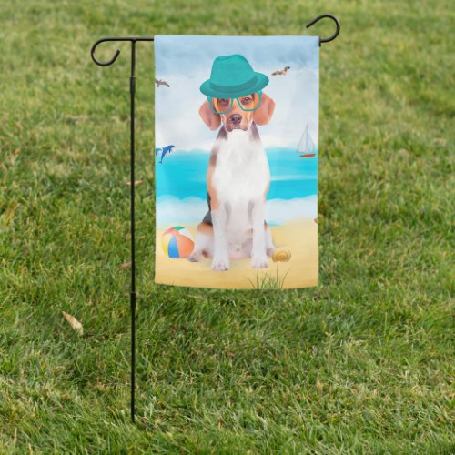 Beagle Dog on Beach  Garden Flag
