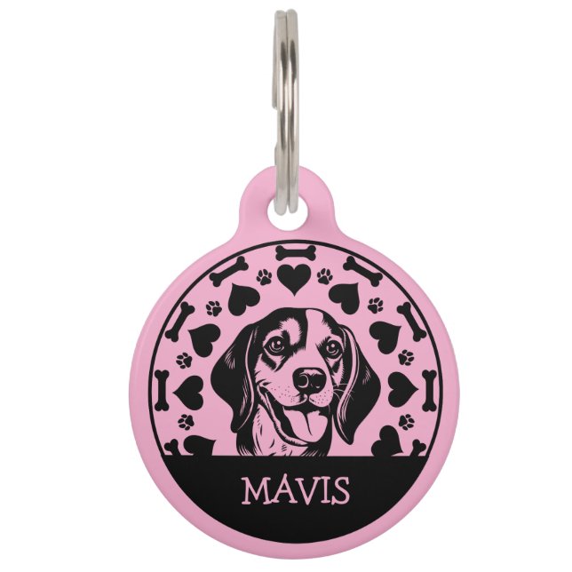 Beagle Dog Owner Pet ID Tag (Front)