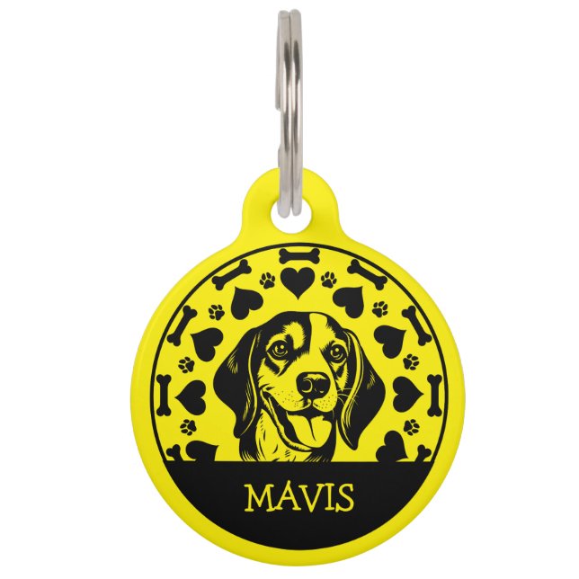 Beagle Dog Owner Pet ID Tag (Front)