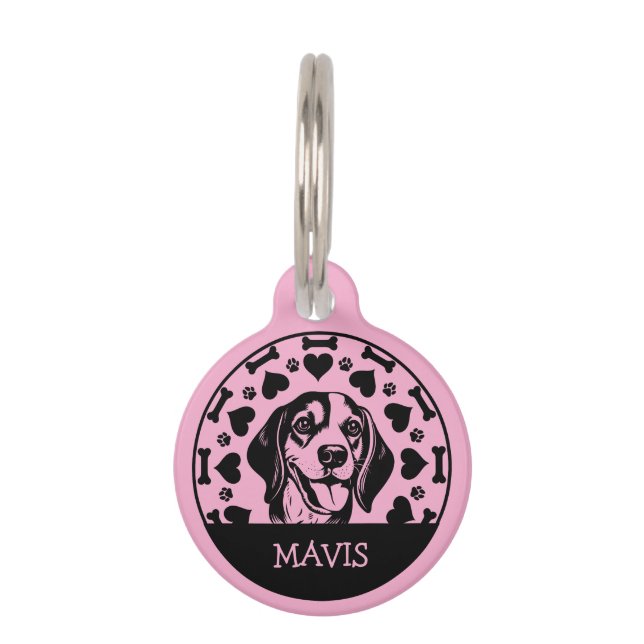 Beagle Dog Owner Pet ID Tag (Front)