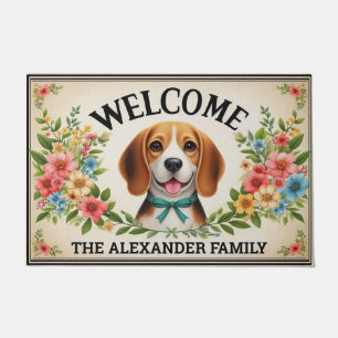 Beagle Dog Paradise, Personalized Name Welcome Doormat