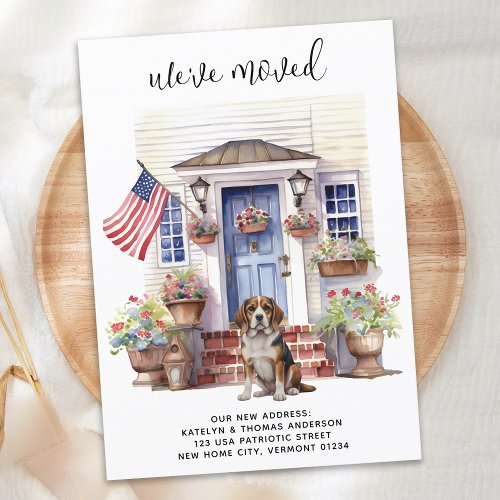 Beagle Dog Patriotic Personalized Pet Moving Announcement