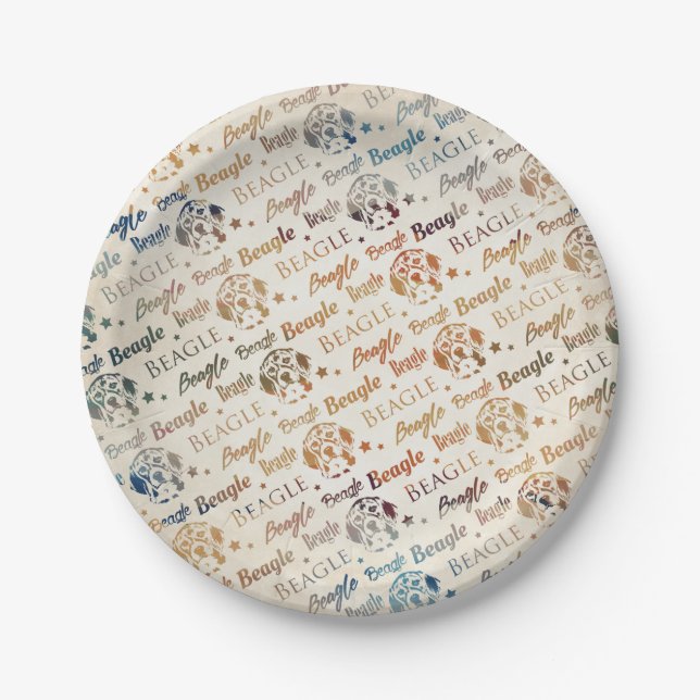 Beagle dog pattern paper plates (Front)