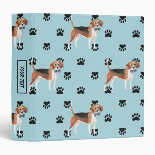 Beagle Dog Paw Prints Pattern 3 Ring Binder