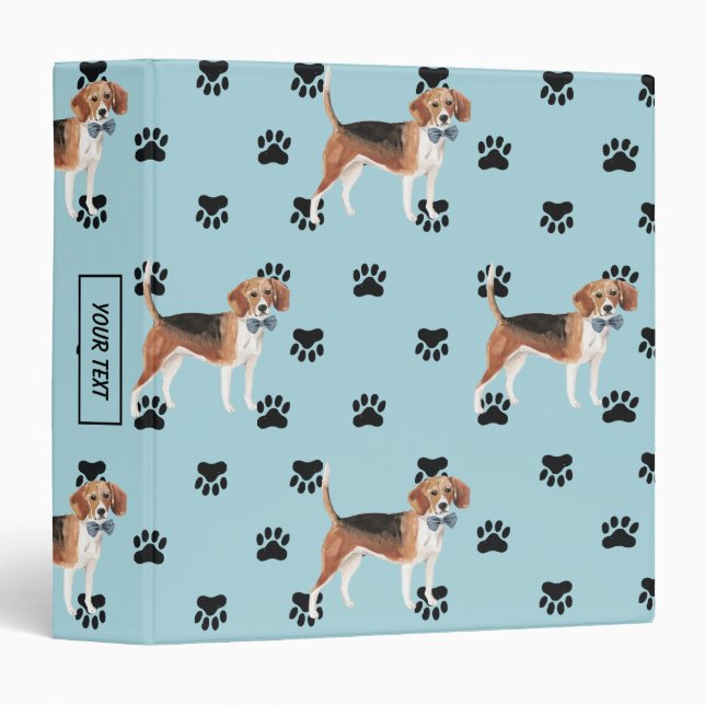 Beagle Dog Paw Prints Pattern 3 Ring Binder (Front/Spine)