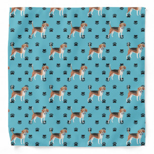 Beagle Dog Paw Prints Pattern Bandana