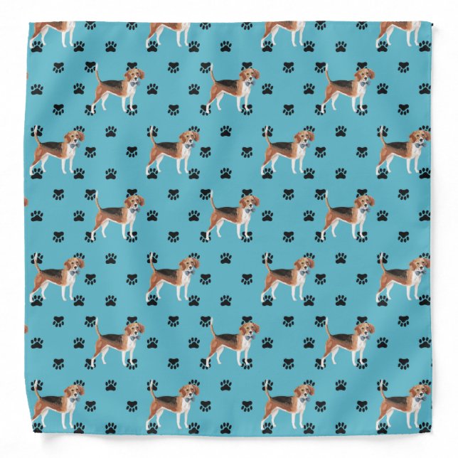 Beagle Dog Paw Prints Pattern Bandana (Front)