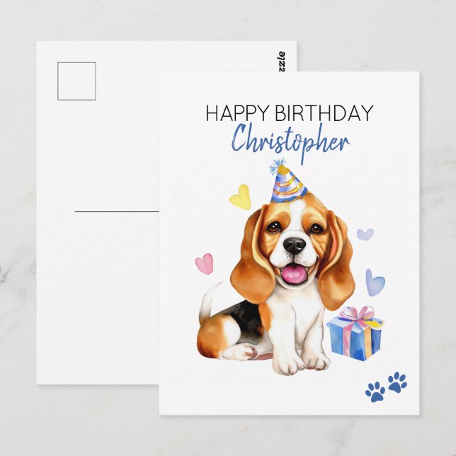 Beagle Dog Personalized Happy Birthday  Postcard (Front/Back)