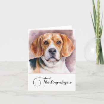 Beagle Dog Personalized Thinking Of You Note Card by NightOwlsMenagerie at Zazzle
