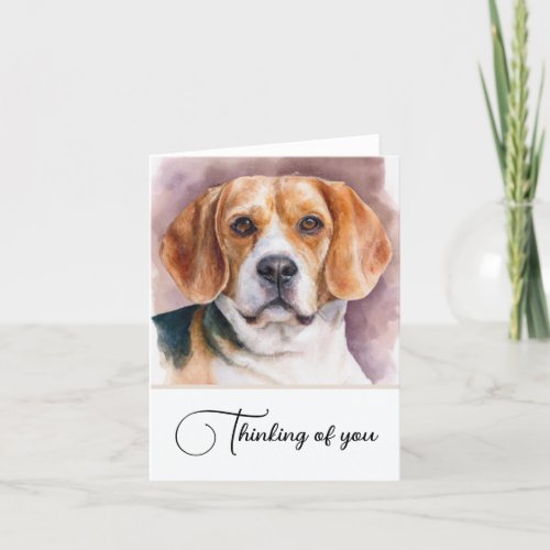 Beagle Dog Personalized Thinking Of You Note Card