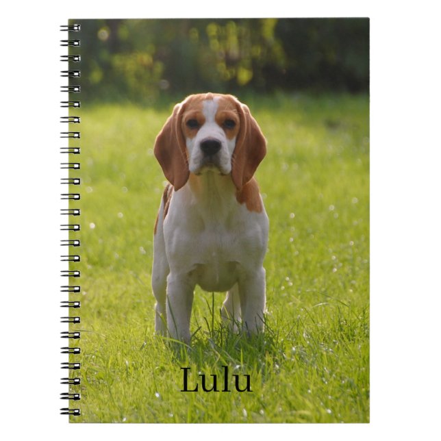 Beagle Dog Photo and Name Personalized Notebook (Front)