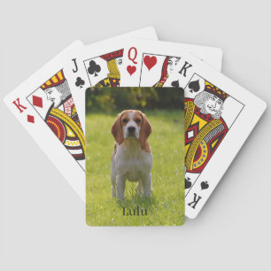 Beagle Dog Photo and Name Personalized Poker Cards