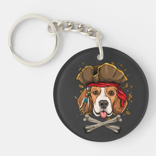 Beagle Dog Pirate Jolly Roger Flag Keychain