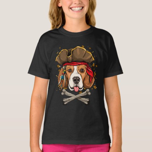 Beagle Dog Pirate Jolly Roger Flag T_Shirt