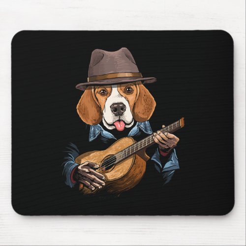 Beagle Dog Playing Guitar Funny Beagle Mouse Pad