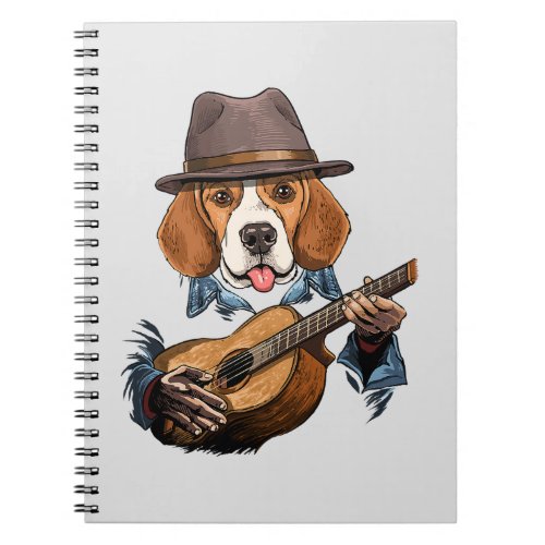 Beagle Dog Playing Guitar Funny Beagle Notebook