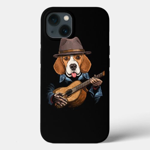 Beagle Dog Playing Guitar Pet Beagle Dog Lover Gui iPhone 13 Case