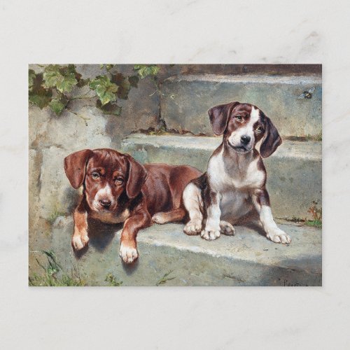 Beagle Dog Puppies Vintage Animal Postcard