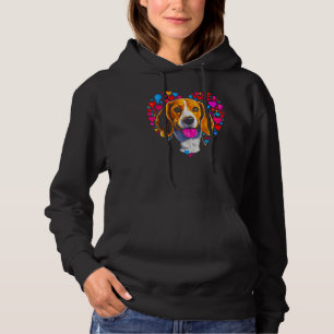 Beagle Dog Red Heart Hoodie