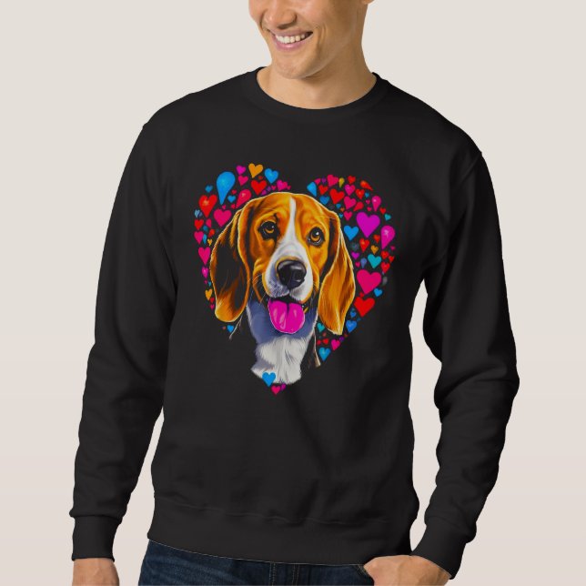 Beagle Dog Red Heart Sweatshirt (Front)