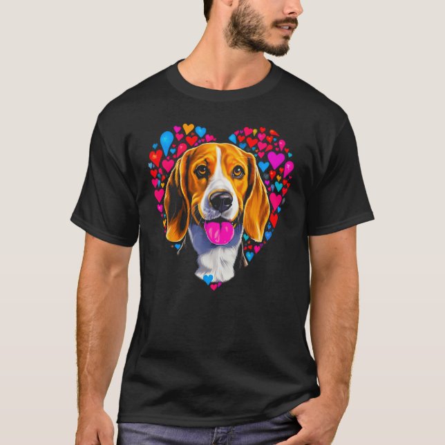 Beagle Dog Red Heart T-Shirt (Front)