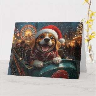 Beagle Dog Roller Coaster Christmas Card
