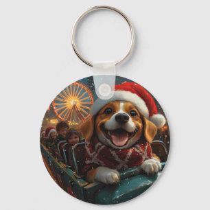 Beagle Dog Roller Coaster Christmas Keychain