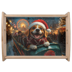 Beagle Dog Roller Coaster Christmas Serving Tray
