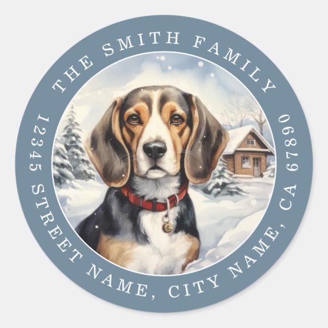 Beagle Dog Round Stickers (Front)