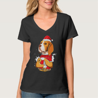 Beagle Dog Santa I Love Mom Tattoo Ugly Christmas T-Shirt