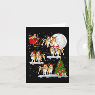 Beagle Dog Santa Sleigh Flying Funny Magical Chris Card