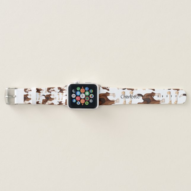 Beagle dog seamless pattern Custom Name  Apple Watch Band (Front)