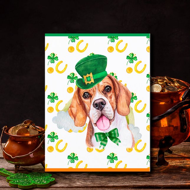 Beagle Dog Shamrock St. Patricks Day Holiday Postcard (Creator Uploaded)