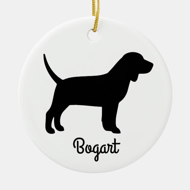 Beagle Dog Silhouette Ceramic Ornament (Front)