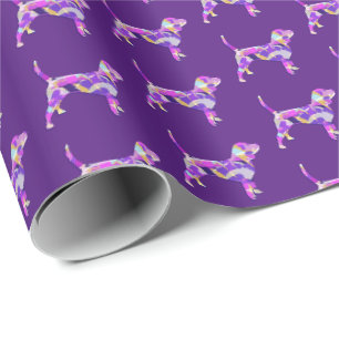 Beagle Dog Silhouette Colorful Purple Gift Wrapping Paper