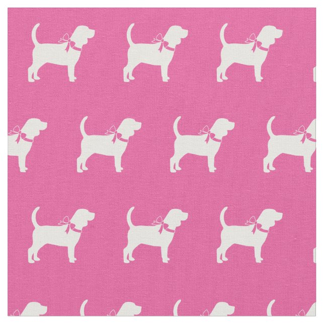 Beagle Dog Silhouette Pet Pink Fabric (Close Up)