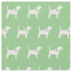 Beagle Dog Silhouette Pet Sage Green Fabric