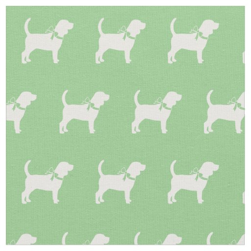 Beagle Dog Silhouette Pet Sage Green Fabric