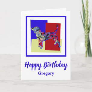 Beagle Dog Silhouette Red Blue Yellow Birthday Card