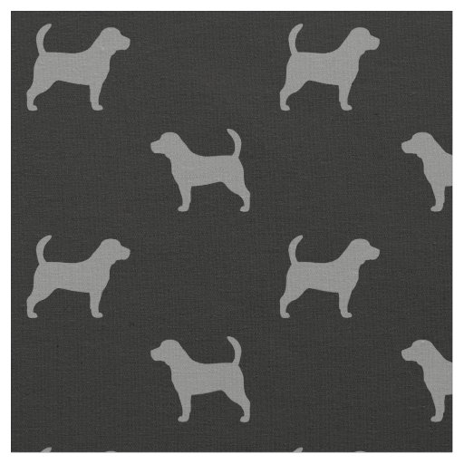 Beagle Dog Silhouettes Black and Grey Patterned Fabric