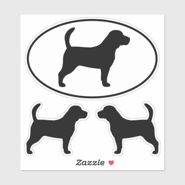 Beagle Dog Silhouettes Vinyl Sticker Set (Sheet)