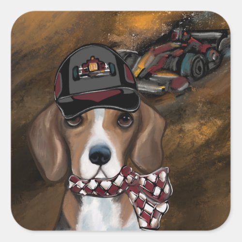 Beagle Dog Square Sticker