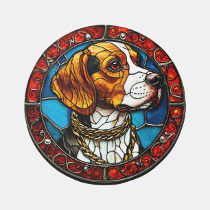Beagle Dog Stained Glass Art Outdoor Rug