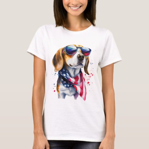 Beagle Dog Sublimation Watercolor T_Shirt