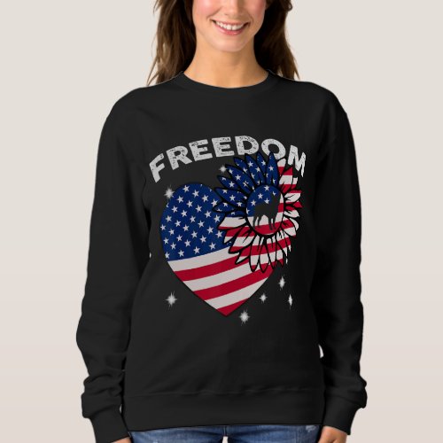 Beagle Dog Sunflower Heart American Flag Freedom Sweatshirt