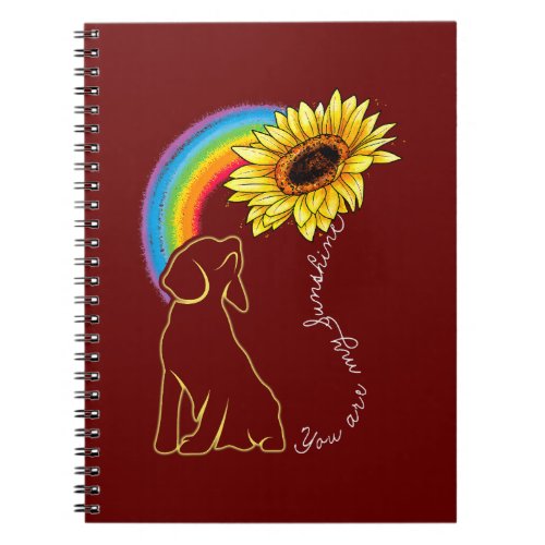 Beagle Dog Sunflower Rainbow Dog Lover Notebook