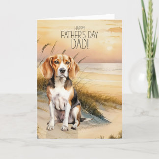 Beagle Dog Sunset Beach Father's Day Holiday Card